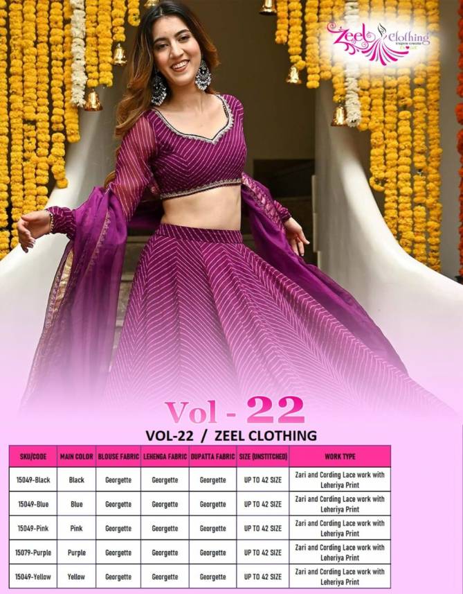 Zeel Clothing Vol 22 Designer Georgette Printed Lehenga Choli Exporters In India